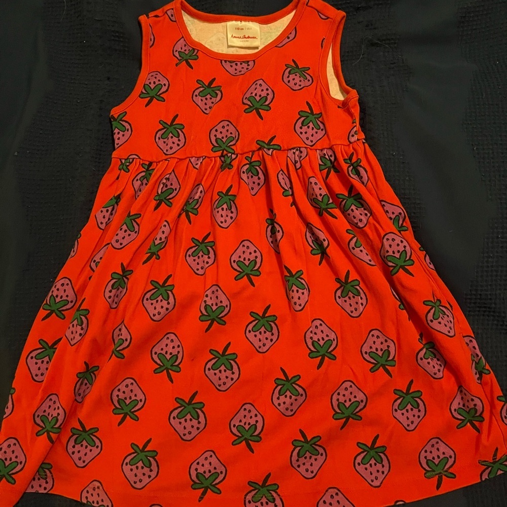 Hanna Andersson Red Sleeveless Strawberry Print Sundress
